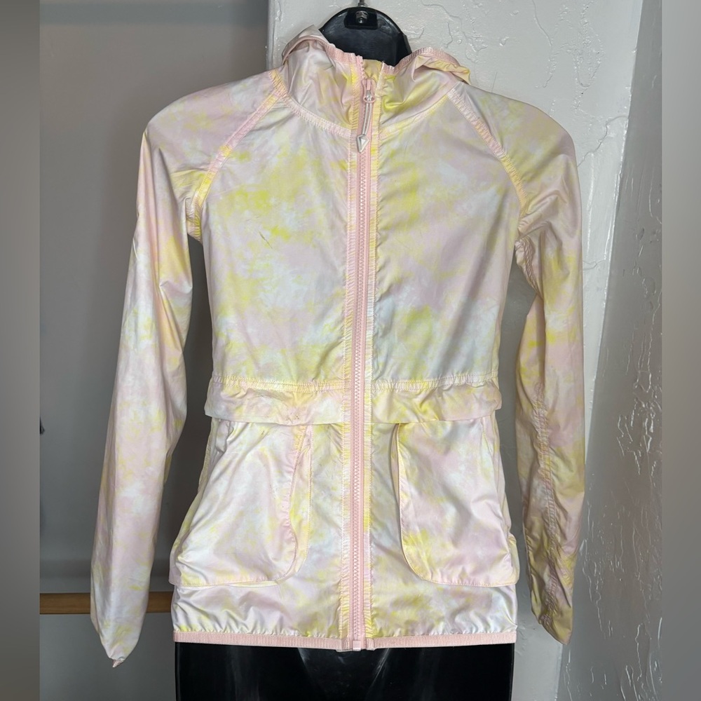 IVIVVA by Lululemon windbreaker girls Pastel Tie-Dye Jacket - Pink Yellow Sz 8